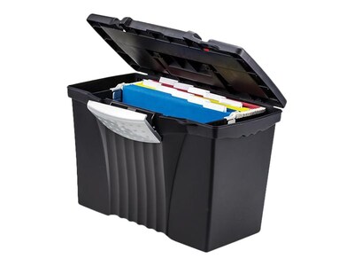 Storex File Storage Box with Organizer Lid, Letter/Legal Size, Black (61510U01C)