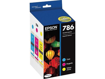 Epson T786 Cyan/Magenta/Yellow Standard Yield Ink Cartridge,  3/Pack