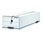 Bankers Box Liberty Corrugated Check & Form Storage Boxes, String & Button, 6"H x 9.5"W x 23.25"D, White/Blue, 12/Carton (00022)