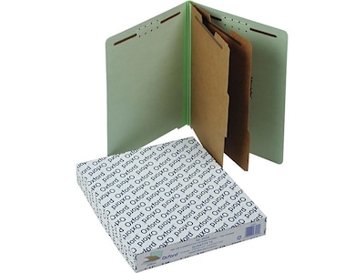 Pendaflex Pressboard End Tab Classification Folders, Letter Size, 6 Sections, Light Green, 10/Box (P