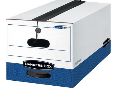 Bankers Box Liberty Plus Heavy-Duty FastFold File Storage Boxes, String & Button, Letter Size, White