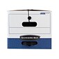 Bankers Box Liberty Plus Heavy-Duty FastFold File Storage Boxes, String & Button, Letter Size, White/Blue, 12/Carton (11111)