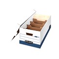 Bankers Box® Medium-Duty File Storage Boxes, Lift-Off Lid, Letter Size, White/Blue, 4/Carton (0083103)
