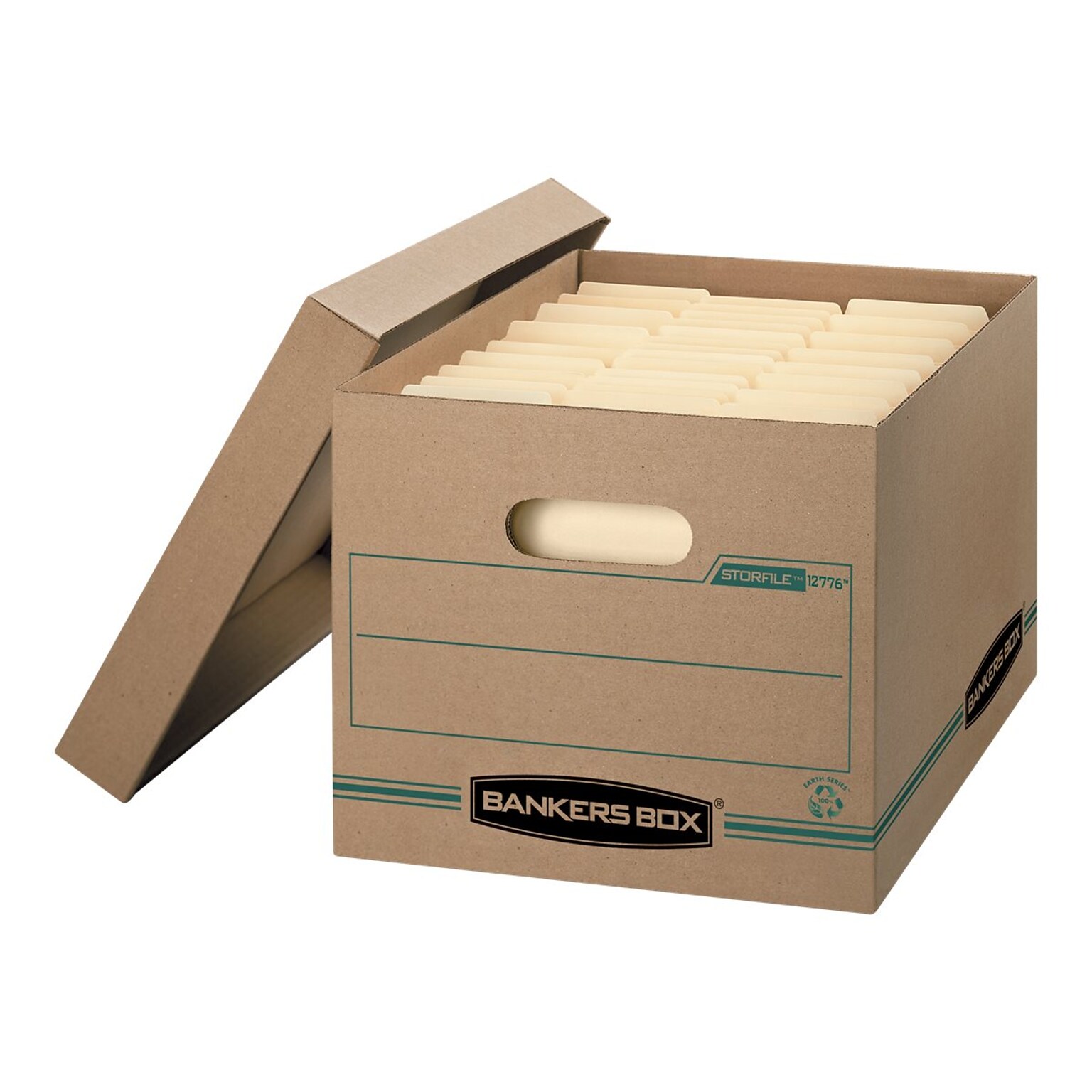 Bankers Box Stor/File 100% Recycled Corrugated File Storages Boxes, Lift-Off Lid, Letter/Legal Size, Brown, 12/Carton (1277601)
