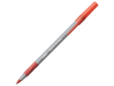 BIC Round Stic Grip Xtra Comfort Ballpoint Pens, Medium Point, Red Ink, Dozen (13889)