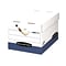 Bankers Box Heavy-Duty File Storage Boxes, Lift-Off Lid, Letter/Legal Size, White/Blue, 12/Carton (0
