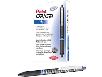 Pentel Oh! Retractable Gel Pens, Medium Point, Blue Ink, Dozen (K497-C)