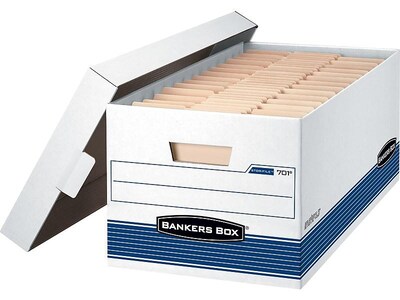 Bankers Box Medium-Duty FastFold Corrugated File Storage Boxes, Lift-Off Lid, 24 Legal Size, White/