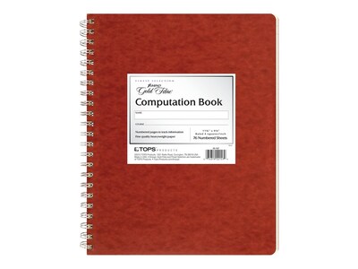 Ampad Gold Fibre Computation Book, 9.37 x 11.75, Quad Ruled, 76 Sheets, Red (TOP 22-157)