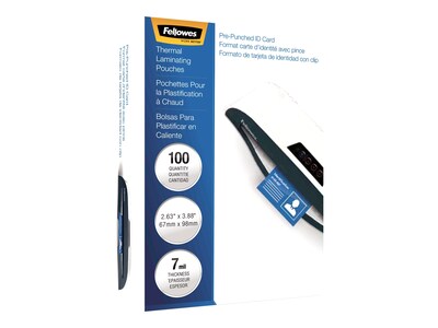 Fellowes Thermal Laminating Pouches, ID Tag, 7 Mil, 100/Pack (FEL52050)