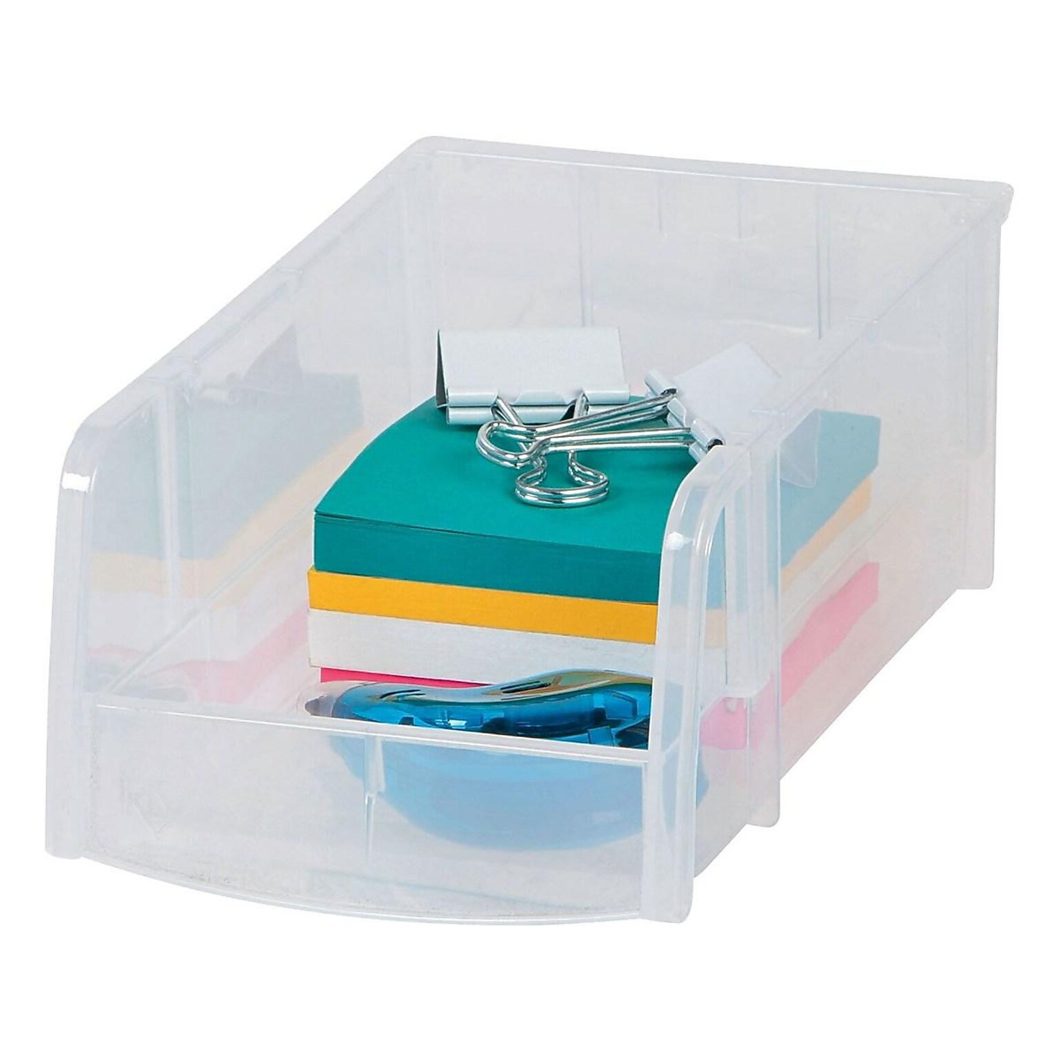 Small Modular Stacking Storage Box Open Lid, Clear (200518)