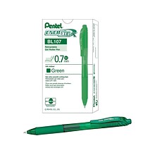 Pentel EnerGel-X RollerGel Retractable Gel Pens, Medium Point, Green Ink, Dozen (BL107-D)