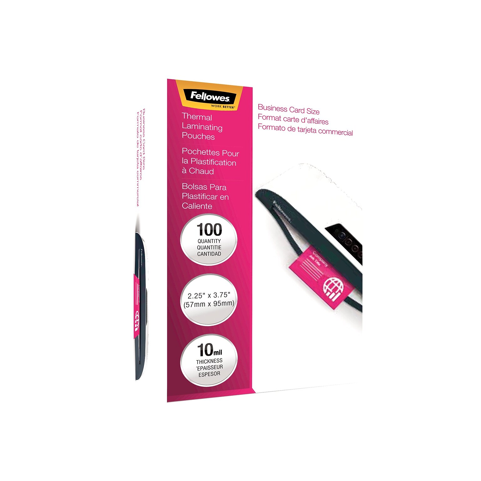 Fellowes Thermal Laminating Pouches, Business Card, 10 Mil, 100/Pack (52058)