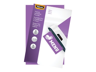 Fellowes Thermal Laminating Pouches, Menu, 3 Mil, 25/Pack (52011)