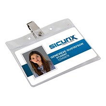 SICURIX Standard 3 1/2 x 2 1/2 ID Badge Holders, Clear, 50/Box (67850)