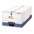 Bankers Box Stor/File Medium-Duty FastFold File Storage Boxes, String & Button, Legal Size, White/Bl