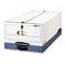 Bankers Box Stor/File Medium-Duty FastFold File Storage Boxes, String & Button, Legal Size, White/Bl