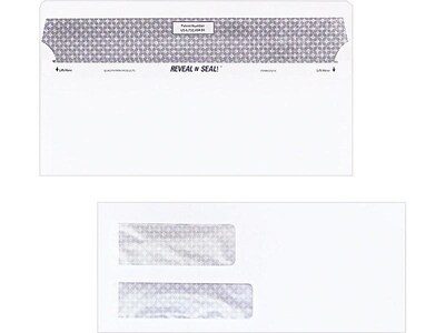 Quality Park Reveal-N-Seal Security Tinted #9 Double Window Envelopes, 3 7/8" x 8 7/8", White Wove, 500/Box (QUA67529)