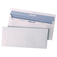 Quality Park Reveal-N-Seal Security Tinted #10 Business Envelopes, 4 1/8 x 9 1/2, White Wove, 500/