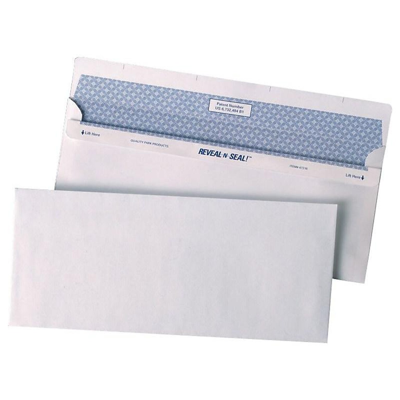 Quality Park Reveal-N-Seal Security Tinted #10 Business Envelopes, 4 1/8 x 9 1/2, White Wove, 500/Box (QUA67218)