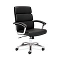 HON Traction High-Back Executive Chair, Fixed Arms, Polished Aluminum, Black SofThread Leather (BSXVL103SB11)