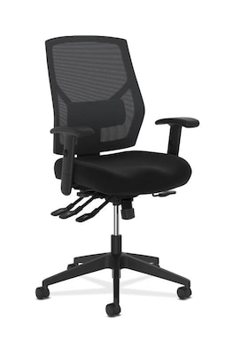 HON Crio High-Back Task Chair, Mesh Back, Adjustable Arms, Adjustable Lumbar, Black Fabric (BSXVL582