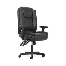 Sadie High-Back Task Chair, Height Adjustable Arms, Height Adjustable Back, Black Leather (BSXVST331