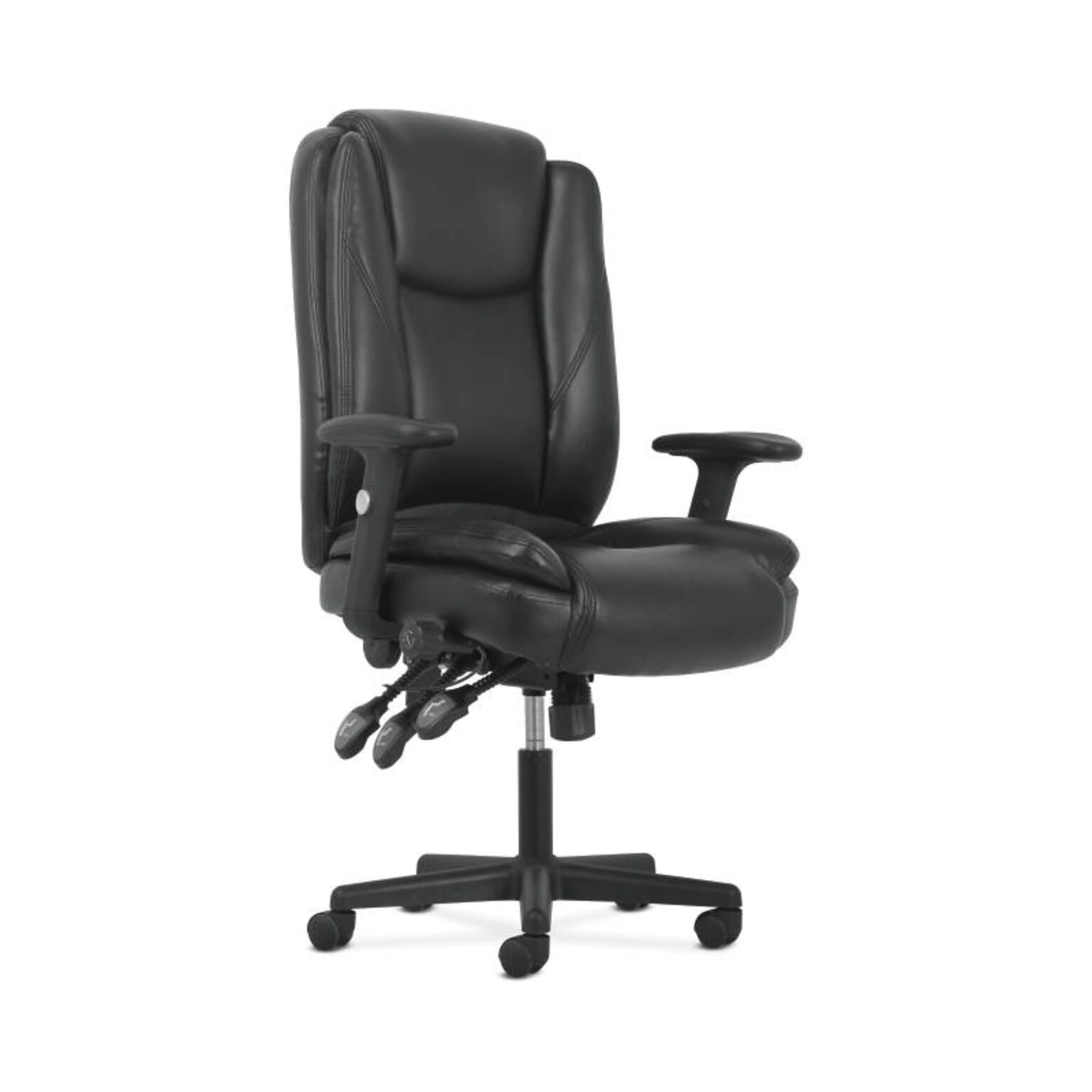 Sadie High-Back Task Chair, Height Adjustable Arms, Height Adjustable Back, Black Leather (BSXVST331)