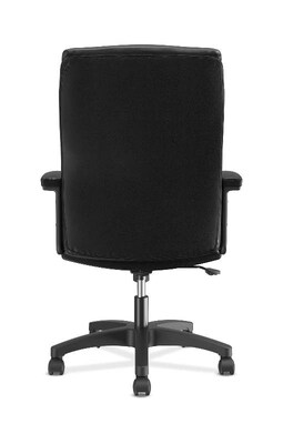 HON SofThread Leather High-Back Executive Chair, Center-Tilt, Fixed Arms, Black (BSXVL151SB11)