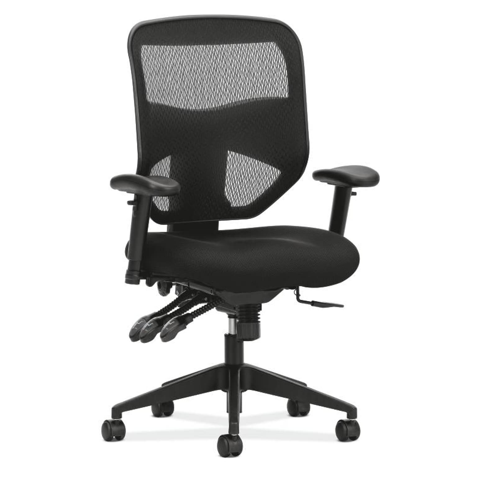 HON Prominent Mesh High-Back Task Chair, Asynchronous Control, Seat Glide, 2-Way Arms, Black Mesh (BSXVL532MM10)