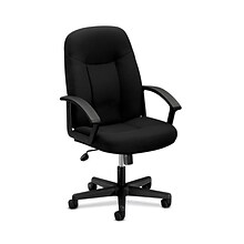 HON High-Back Executive Chair, Center-Tilt, Fixed Arms, Black Fabric (BSXVL601VA10)