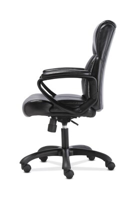 Sadie Mid-Back Executive Chair, Fixed Padded Arms, Black Leather (BSXVST305)