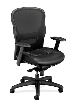 HON Wave Mesh High-Back Task Chair, Adjustable Arms, SofThread Leather Seat (BSXVL701SB11)