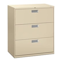 HON Brigade 600 Series 3-Drawer Lateral File Cabinet, Letter/Legal Size, Lockable, 40.94H x 36W x