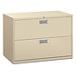 HON Brigade 600 Series Lateral File, 2 Drawers, Aluminum Pull, 42"W, Putty Finish,