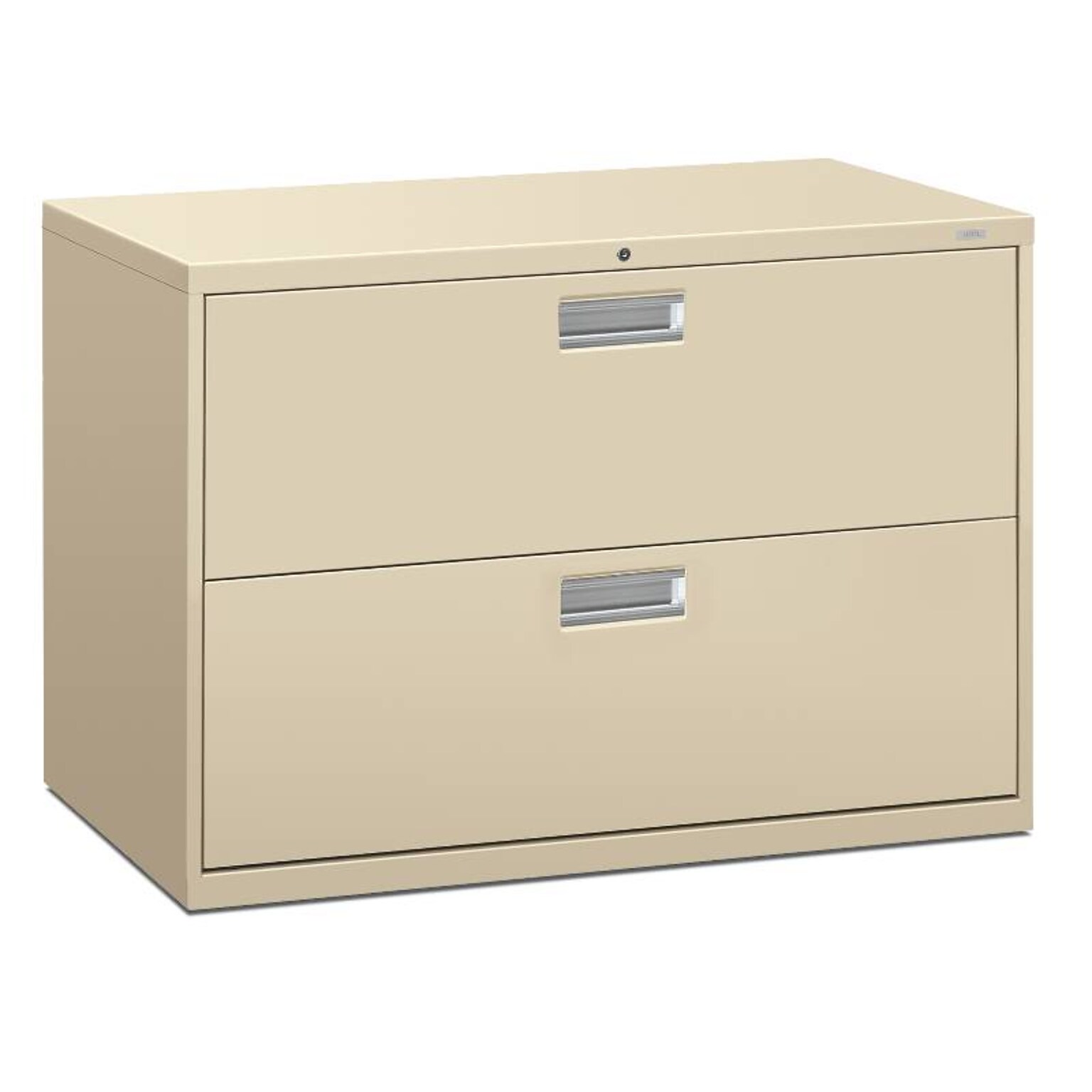 HON Brigade 600 Series Lateral File, 2 Drawers, Aluminum Pull, 42W, Putty Finish,