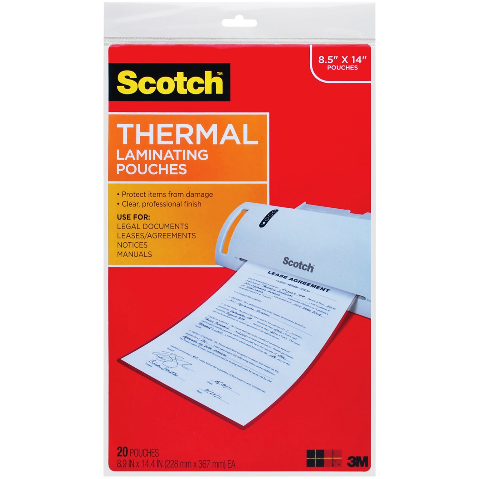 3M® Thermal Laminating Pouches, Legal Size, 3 Mil (TP385520)