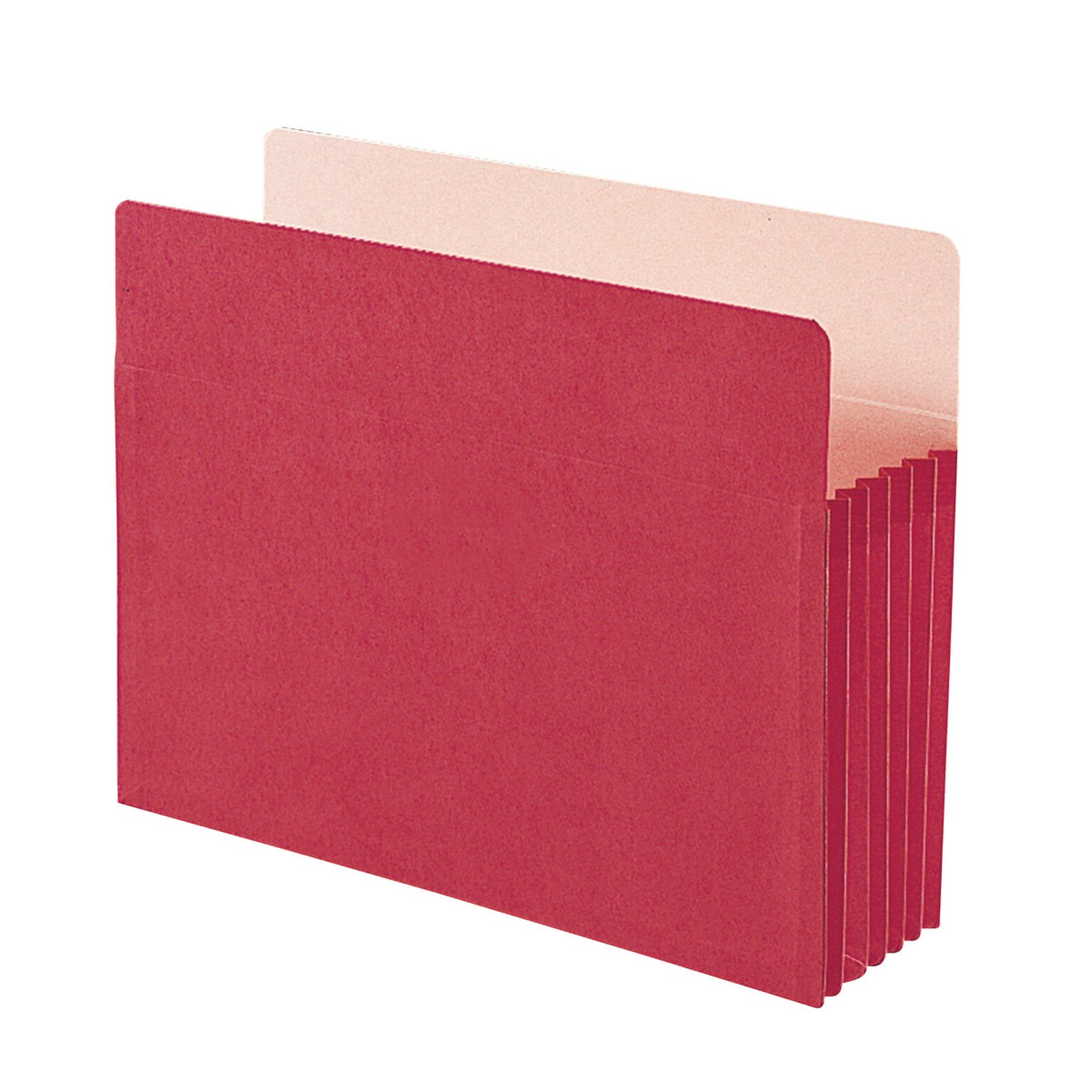Smead 10% Recycled Reinforced File Pocket, 5 1/4 Expansion, Letter Size, Red, 10/Box (73241BX)