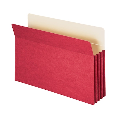 Smead 10% Recycled Reinforced File Pocket, 3 1/2 Expansion, Legal Size, Red, 25/Box (74231BX)