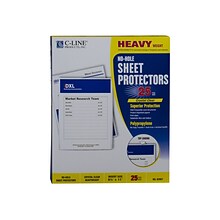 C-Line Heavyweight No-Hole Sheet Protectors, 8-1/2 x 11, Clear, 25/Box (62907)