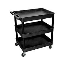 Luxor 3-Shelf Mixed Materials Mobile Utility Cart with Lockable Wheels, Black (TC111-B)