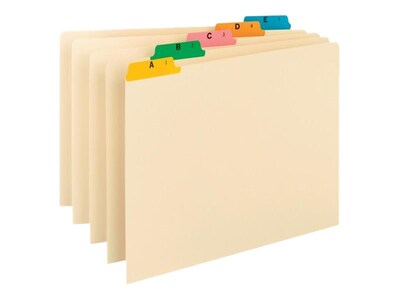 Smead 5-Tab Filing Guides, Multi-Colored Fused Poly Tab (A-Z), Legal Size, Manila, 25/Set (52180)