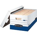 Bankers Box Presto Heavy-Duty Instant Assembly File Storage Boxes, Lift-Off Lid, Letter Size, White/Blue, 4/Pack (0063102)