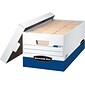 Bankers Box Presto Heavy-Duty Instant Assembly File Storage Boxes, Lift-Off Lid, Letter Size, White/Blue, 12/Carton (0063101)