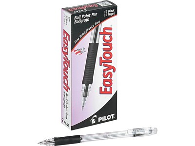 Pilot EasyTouch Ballpoint Pens, Fine Point, Black Ink, Dozen (32001)