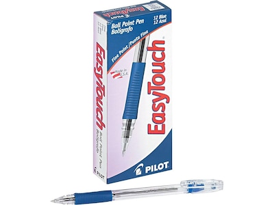 Pilot EasyTouch Ballpoint Pens, Fine Point, Blue Ink, Dozen (32002)