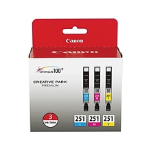Canon 251 Cyan/Magenta/Yellow Ink Cartridge, 3/Pack (6514B009)