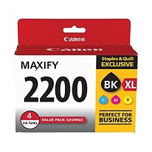 Canon 2200XL Black/Color Ink Cartridges, High Yield/Standard Yield, 4/Pack (9255B005)