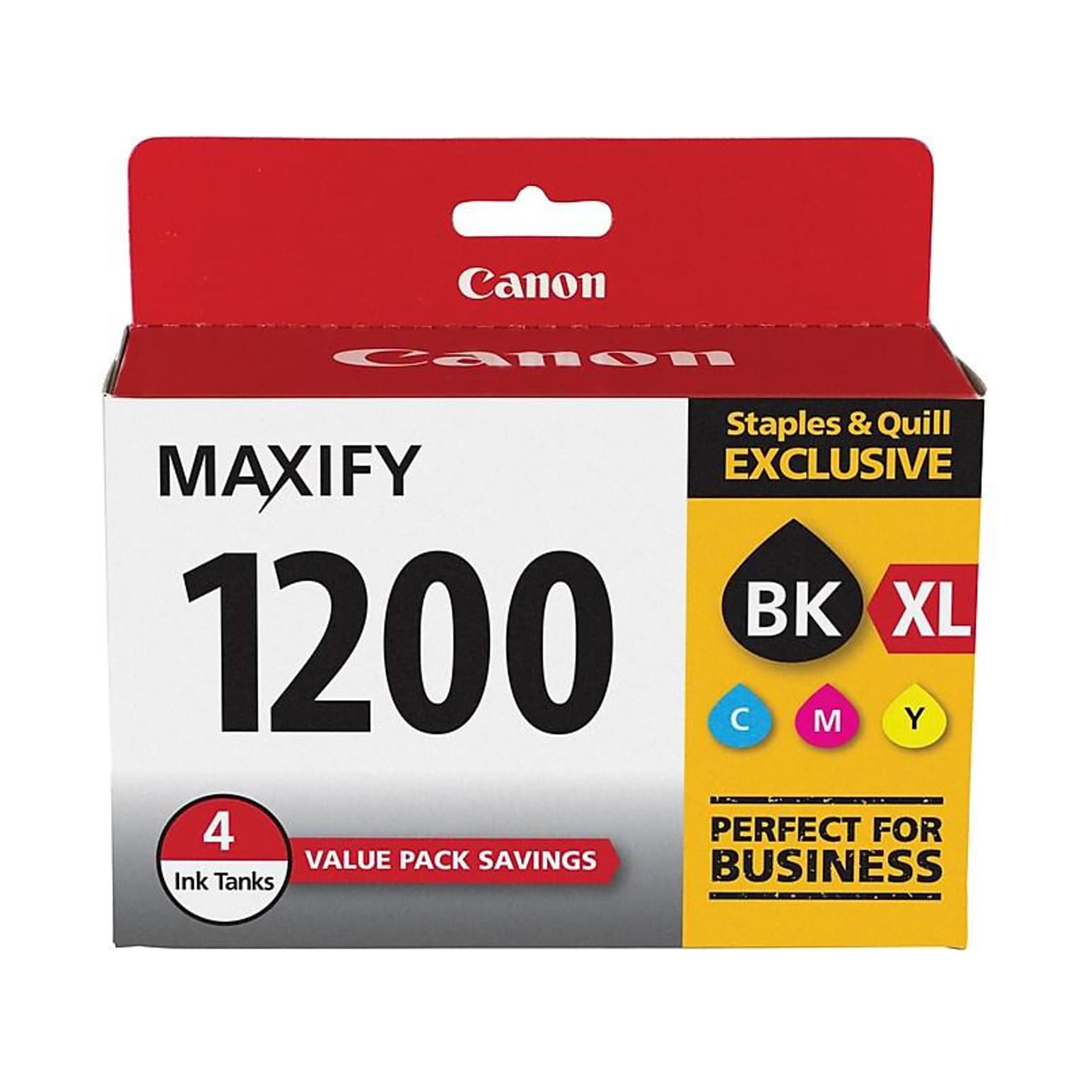 Canon 1200XL Black High Yield/Cyan, Magenta, Yellow Standard Ink Cartridge, 4/Pack (9183B005)