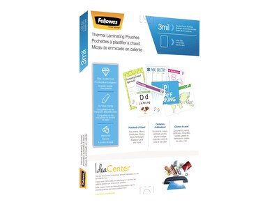 Fellowes Thermal Laminating Pouches, Letter Size, 3 Mil, 100/Pack (5743301)